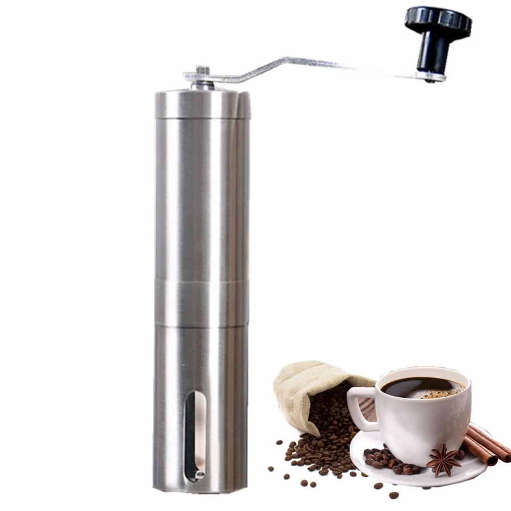 Image Manual Coffee Grinder Conical Burr Mill for Precision Brewing Brushed Stainless Steel