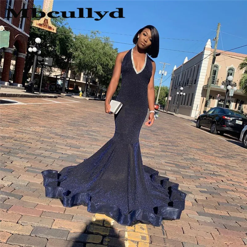 Mbcullyd Sexy Navy Blue Mermaid Black Girls Prom Dresses 2k19 Deep V-neck Long Sweep Train Ruffle African Formal Gradution Gowns
Mbcullyd Sexy Navy Blue Mermaid Black Girls Prom Dresses 2k19 Deep V-neck Long Sweep Train Ruffle African Formal Gradution Gowns
