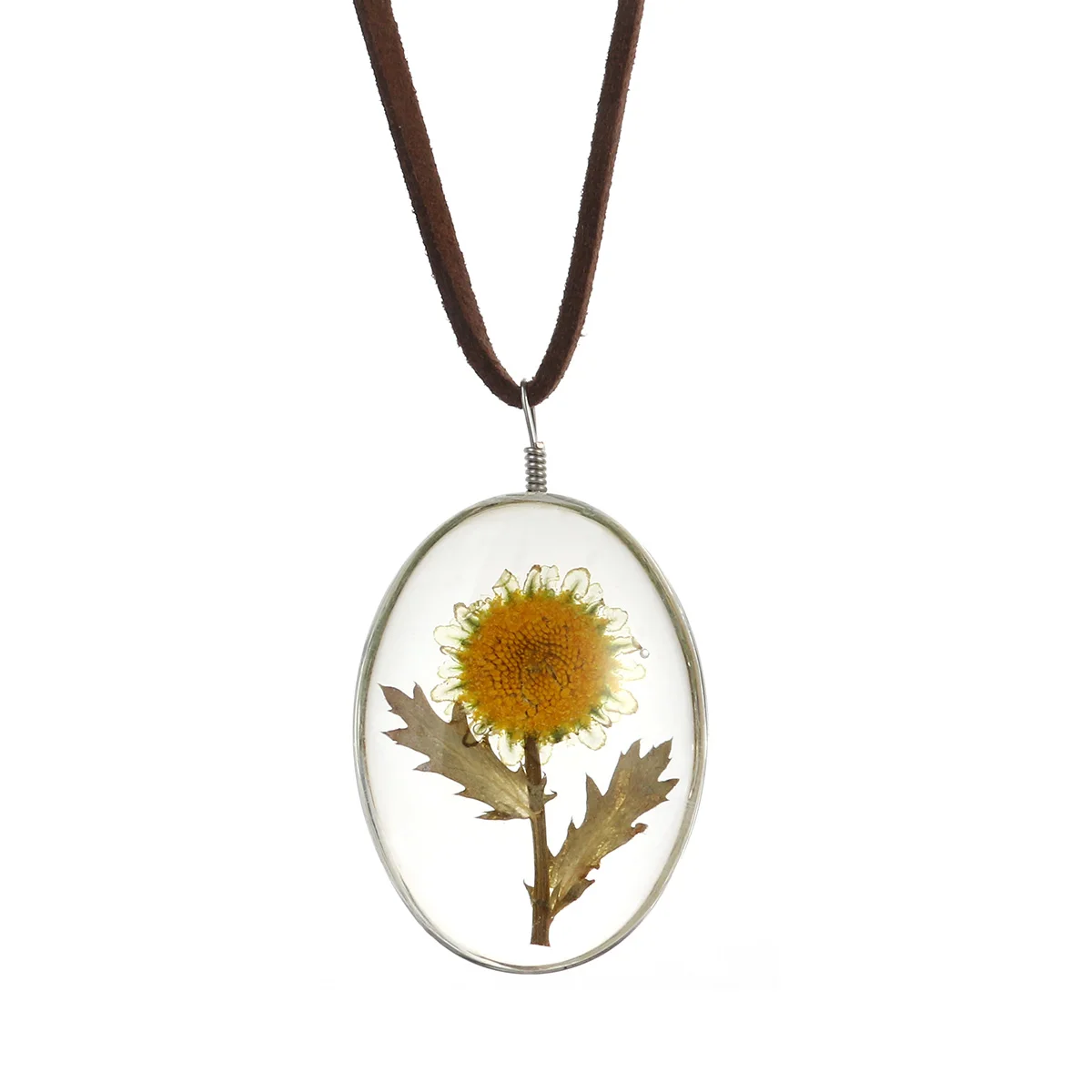 One Side Dried Sunflower Necklace Oval Pendant Flower Pressed Necklace for Women Girls
One Side Dried Sunflower Necklace Oval Pendant Flower Pressed Necklace for Women Girls