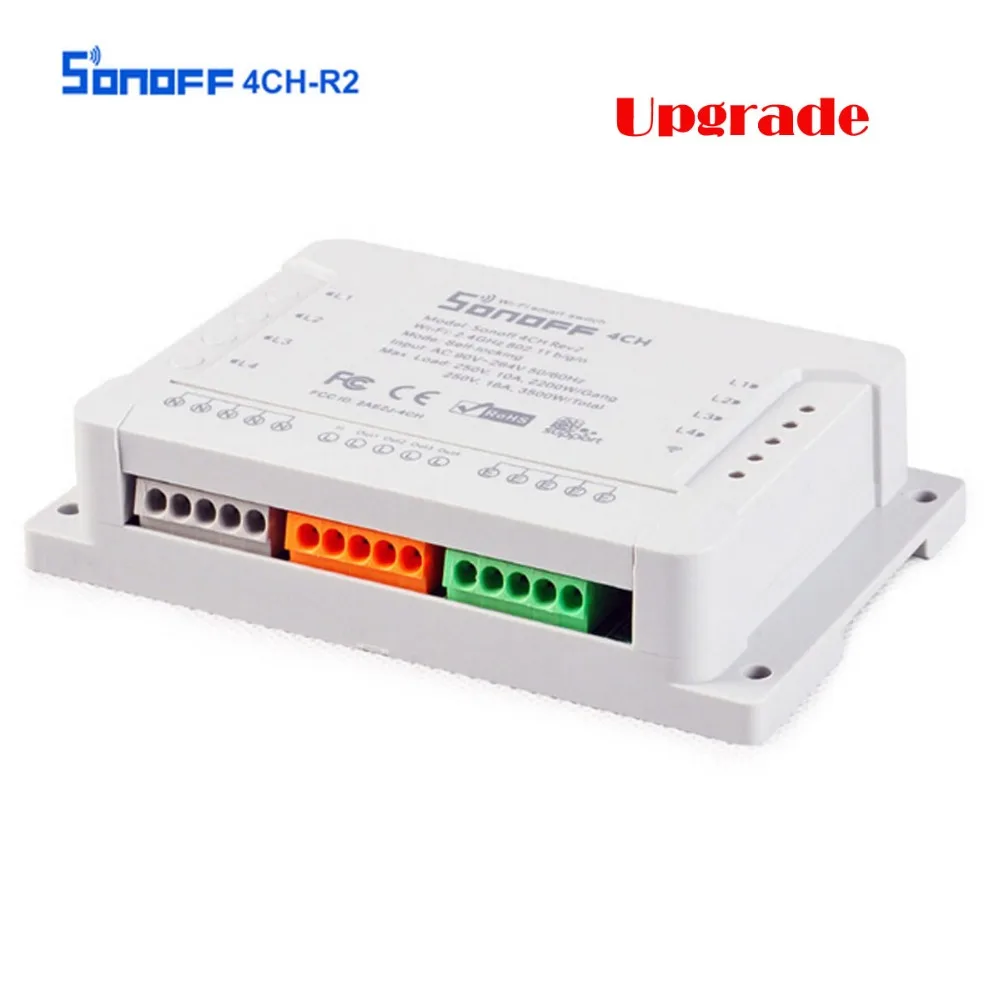 Sonoff 4ch R2 Smart Switch 4 Channels 433MHz 2.4G Wifi Remote Control Smart automation modules 10A Home Appliances
Sonoff 4ch R2 Smart Switch 4 Channels 433MHz 2.4G Wifi Remote Control Smart automation modules 10A Home Appliances