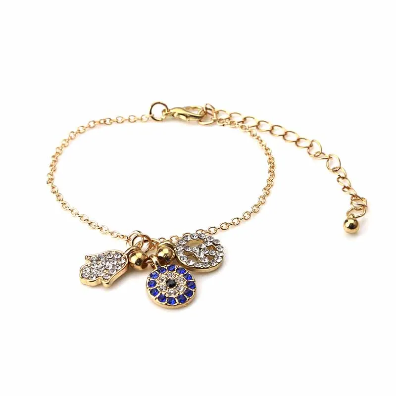 EVIL EYE fashion Tape gold chain evil eye hamsa handmade peace small charms fashionable bracelet for women
EVIL EYE fashion Tape gold chain evil eye hamsa handmade peace small charms fashionable bracelet for women