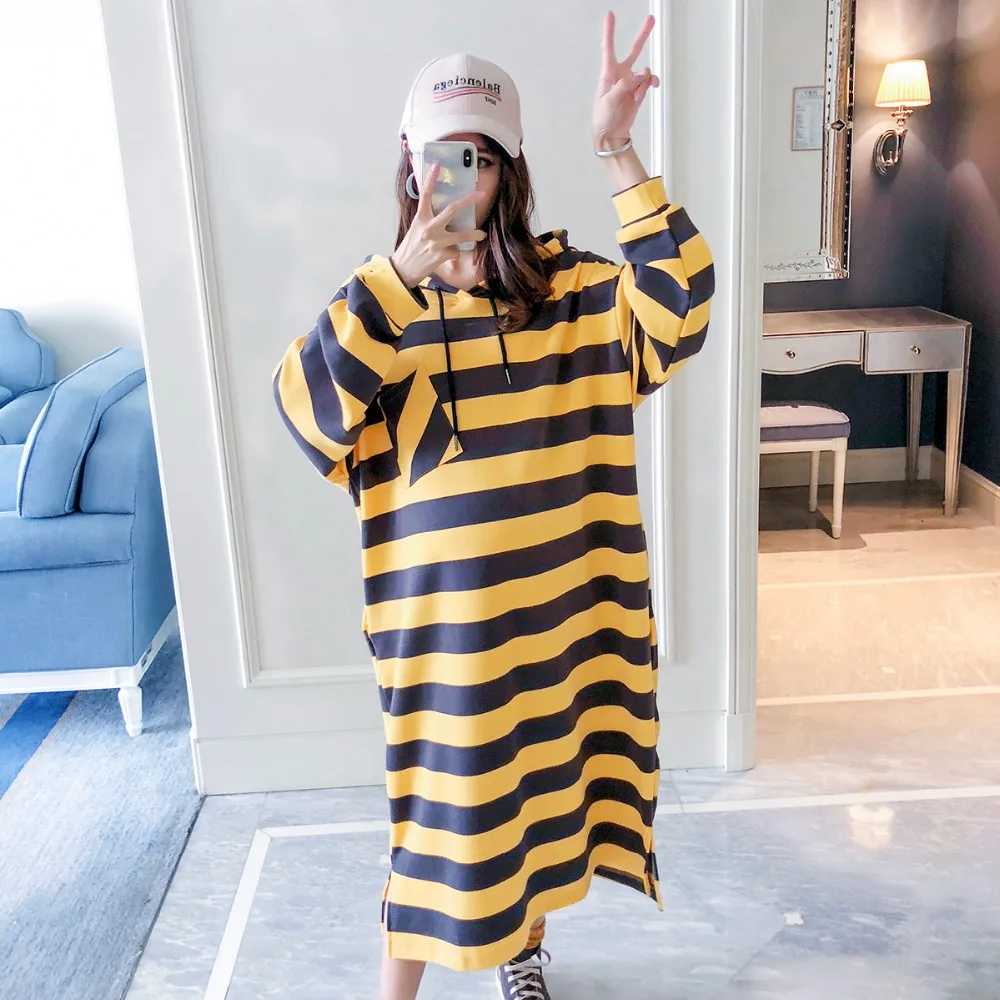 Pregnant women dress Autumn 2018 autumn new fashion stripes out maternity loose big yards hooded dress
Pregnant women dress Autumn 2018 autumn new fashion stripes out maternity loose big yards hooded dress