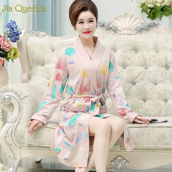 Women Bathrobe Long Sleeve Cotton Home Wear Lingerie Leisure Sleepwear Pink Lingerie Floral Lapel Belted Cotton Robe for Women
Women Bathrobe Long Sleeve Cotton Home Wear Lingerie Leisure Sleepwear Pink Lingerie Floral Lapel Belted Cotton Robe for Women