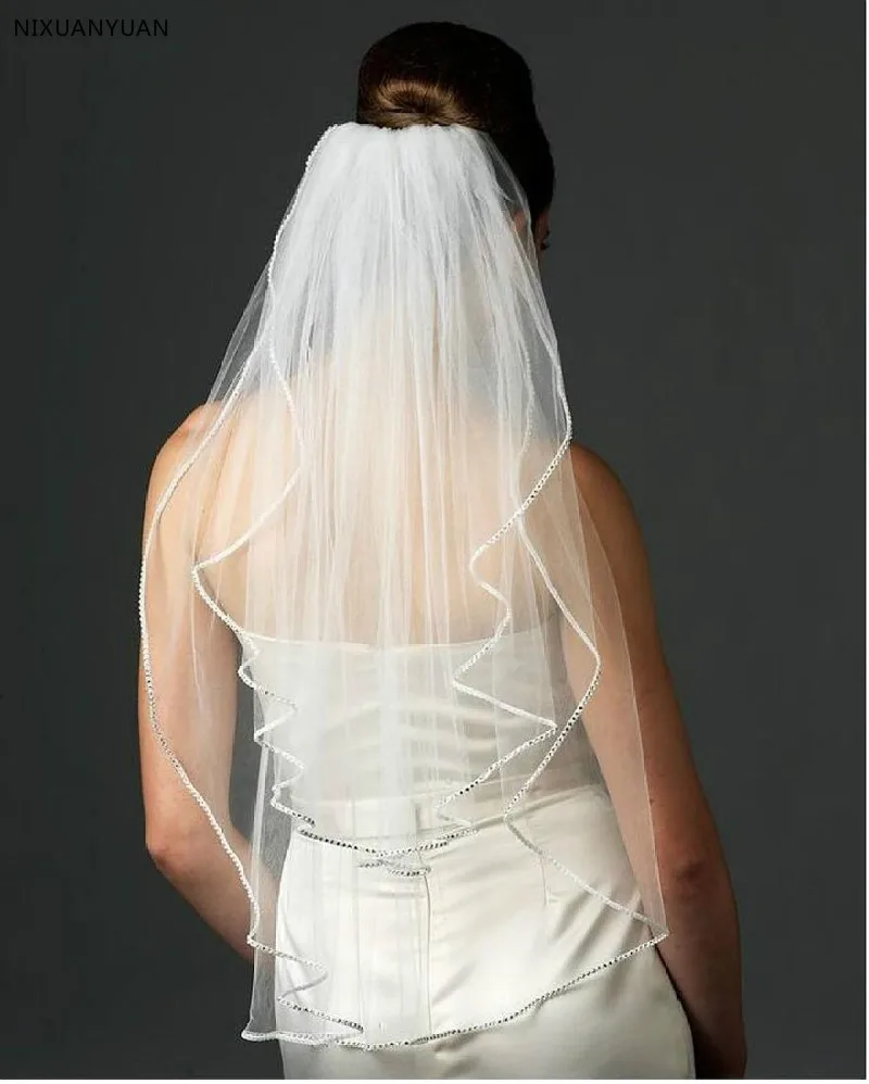 2T 2 Tier Rhinestone Wedding Veil Short Bridal Veils Crystal Rhinestone Edge 2019
2T 2 Tier Rhinestone Wedding Veil Short Bridal Veils Crystal Rhinestone Edge 2019
