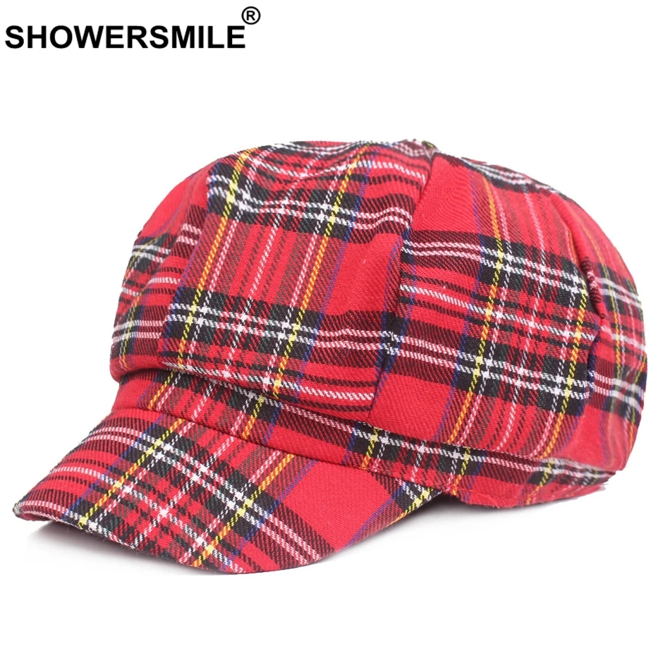 SHOWERSMILE Red Plaid Newsboy Caps Women Elastic Cotton Checkered Octagonal Hat Female England Style Casual Classic Duckbill Hat
SHOWERSMILE Red Plaid Newsboy Caps Women Elastic Cotton Checkered Octagonal Hat Female England Style Casual Classic Duckbill Hat