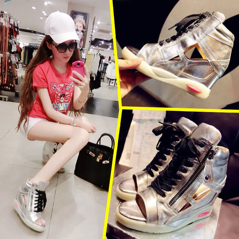 Peep Toe Women Casual Shoes Platform Summer Boots Luminous Thick Heel Sexy Ladies Sneakers Hollow Out Zip Decor Lace-up Shoes
Peep Toe Women Casual Shoes Platform Summer Boots Luminous Thick Heel Sexy Ladies Sneakers Hollow Out Zip Decor Lace-up Shoes