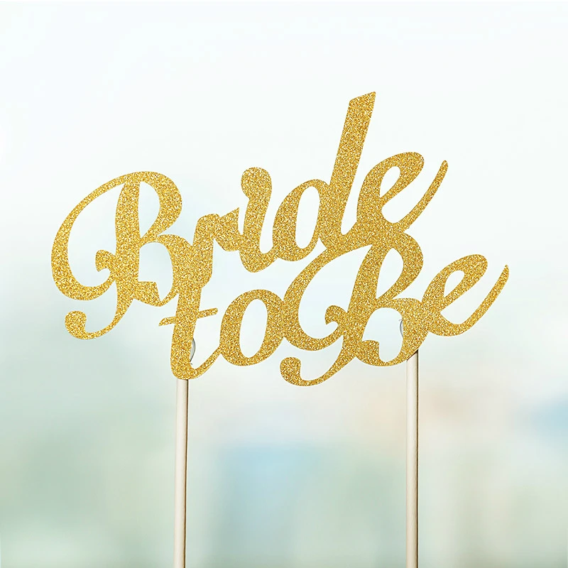 

1pc Bride To Be Cake Topper Cupcakes Flag Bridal Shower Supplies Gold Silver Glitter Paper Bachelorette Wedding Party Decoration