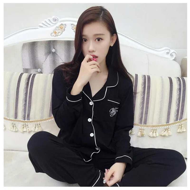 Spring Autumn Pajamas Full Sleeve Pijamas Set For Women Sleepwear Pajamas Cotton V-neck Casual Solid Plus Size Loungewear
Spring Autumn Pajamas Full Sleeve Pijamas Set For Women Sleepwear Pajamas Cotton V-neck Casual Solid Plus Size Loungewear
