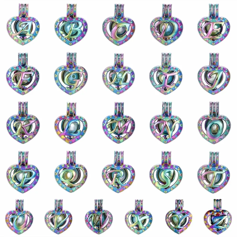 1pcs Rainbow Color A-Z in Heart Pearl Cage Essential Oil Diffuser Locket Pendant DIY Necklace Jewelry Making for Oyster Pearl
1pcs Rainbow Color A-Z in Heart Pearl Cage Essential Oil Diffuser Locket Pendant DIY Necklace Jewelry Making for Oyster Pearl