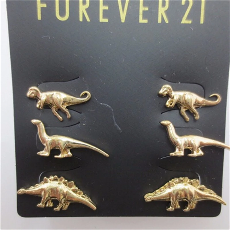 Hot Selling Personality Animal Dinosaur Metal Earring Jewelry Gold/Silver Plated Three Pairs Of Dinosaurs Earrings For Women
Hot Selling Personality Animal Dinosaur Metal Earring Jewelry Gold/Silver Plated Three Pairs Of Dinosaurs Earrings For Women