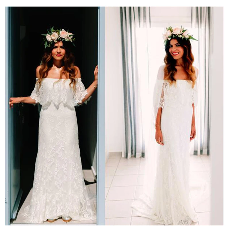 LORIE Boho Wedding Dress Off The Shoulder Lace Mermaid White Ivory Beach Bridal Gown Wedding Gown Free Shipping 2019
LORIE Boho Wedding Dress Off The Shoulder Lace Mermaid White Ivory Beach Bridal Gown Wedding Gown Free Shipping 2019