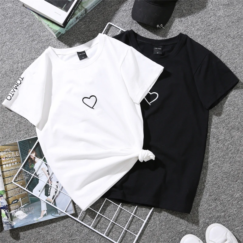 Embroidery Girlfriends Short-sleeved Lovers T shirt Women 2019 Summer New Loose Round Neck Polyester Top Tees
Embroidery Girlfriends Short-sleeved Lovers T shirt Women 2019 Summer New Loose Round Neck Polyester Top Tees