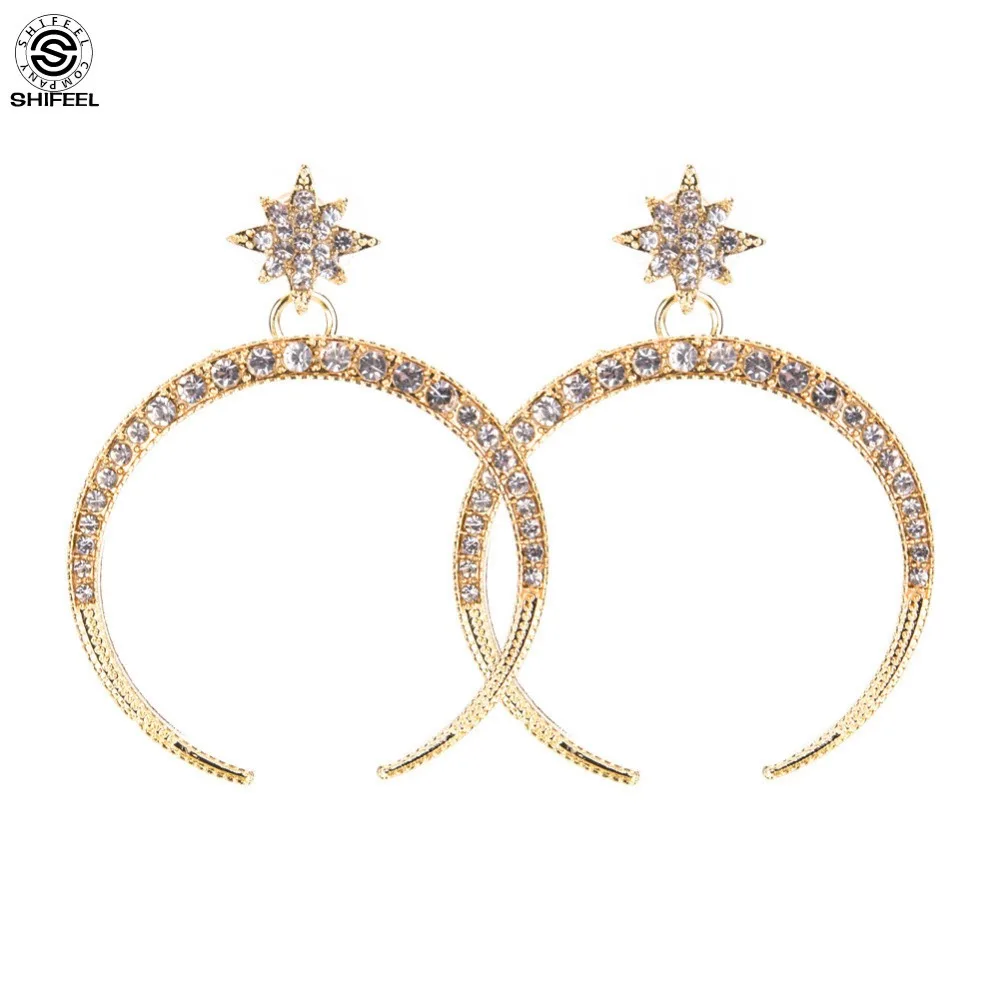 SHIFEEL 2019 New Arrival Occident Fashion Retro Rhinestone Moon Star Pendant Earrings Temperament Long Pendientes Women Jewelry
SHIFEEL 2019 New Arrival Occident Fashion Retro Rhinestone Moon Star Pendant Earrings Temperament Long Pendientes Women Jewelry