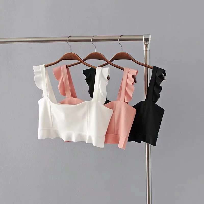 Ruffle Trim Armhole Slim Crop Top Women White Black Pink V Neck Plain Vest 2019 Summer Camisole Female Sexy Party Top Camis Tee
Ruffle Trim Armhole Slim Crop Top Women White Black Pink V Neck Plain Vest 2019 Summer Camisole Female Sexy Party Top Camis Tee