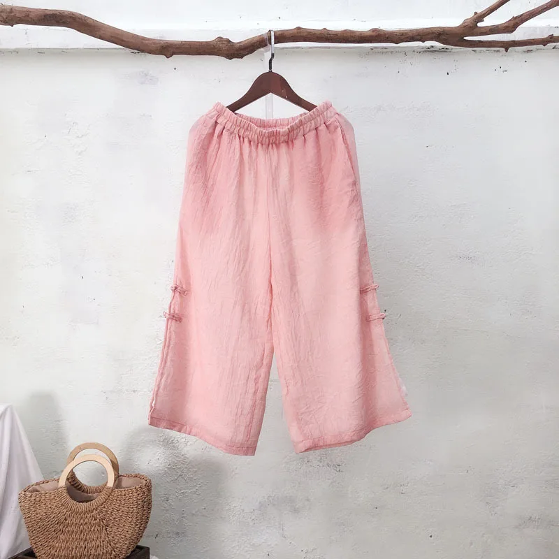 Literary Retro Plate Button Fairy Double Cotton Linen Wide Leg Pants Female Spring Summer Loose Seven Pants Side Slit Pants Wome
Literary Retro Plate Button Fairy Double Cotton Linen Wide Leg Pants Female Spring Summer Loose Seven Pants Side Slit Pants Wome