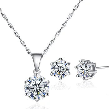 New White Gold Color Six Claws Big Cubic Zirconia 6MM Stud Earrings 8MM Pendant Chain Necklace Jewelry Sets for Women Kids Girls
New White Gold Color Six Claws Big Cubic Zirconia 6MM Stud Earrings 8MM Pendant Chain Necklace Jewelry Sets for Women Kids Girls