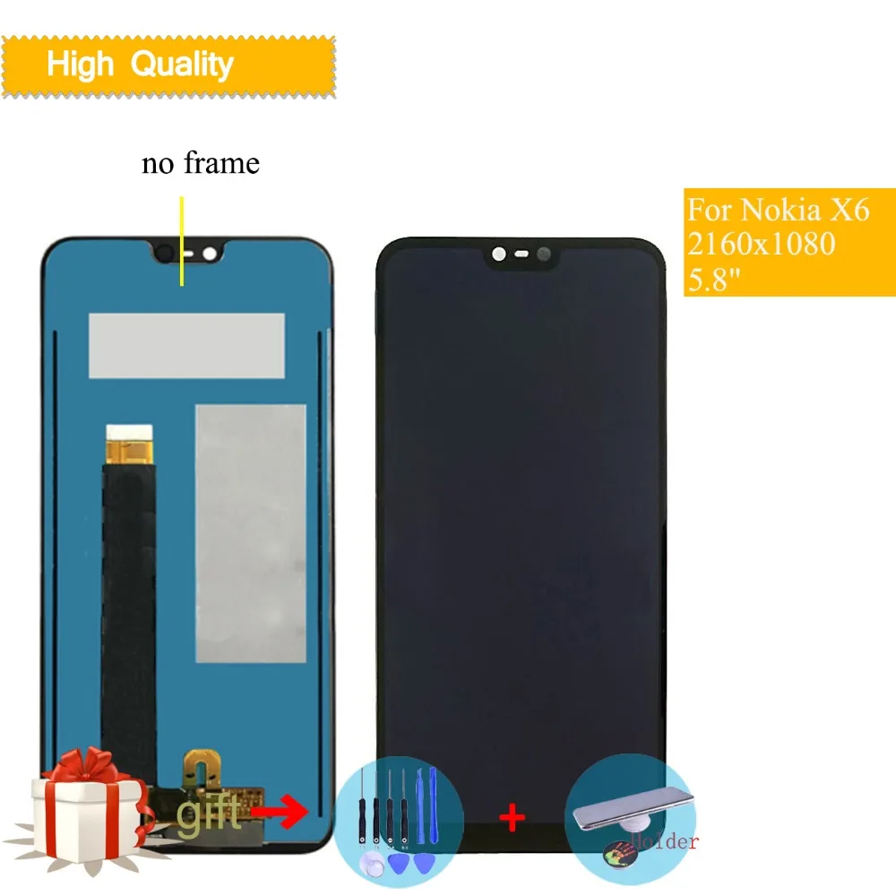 5.8" LCD For Nokia X6 2018 LCD Display With Touch Screen Panel Digitizer Assembly Complete For Nokia X6 LCD Screen Replacement 
5.8" LCD For Nokia X6 2018 LCD Display With Touch Screen Panel Digitizer Assembly Complete For Nokia X6 LCD Screen Replacement