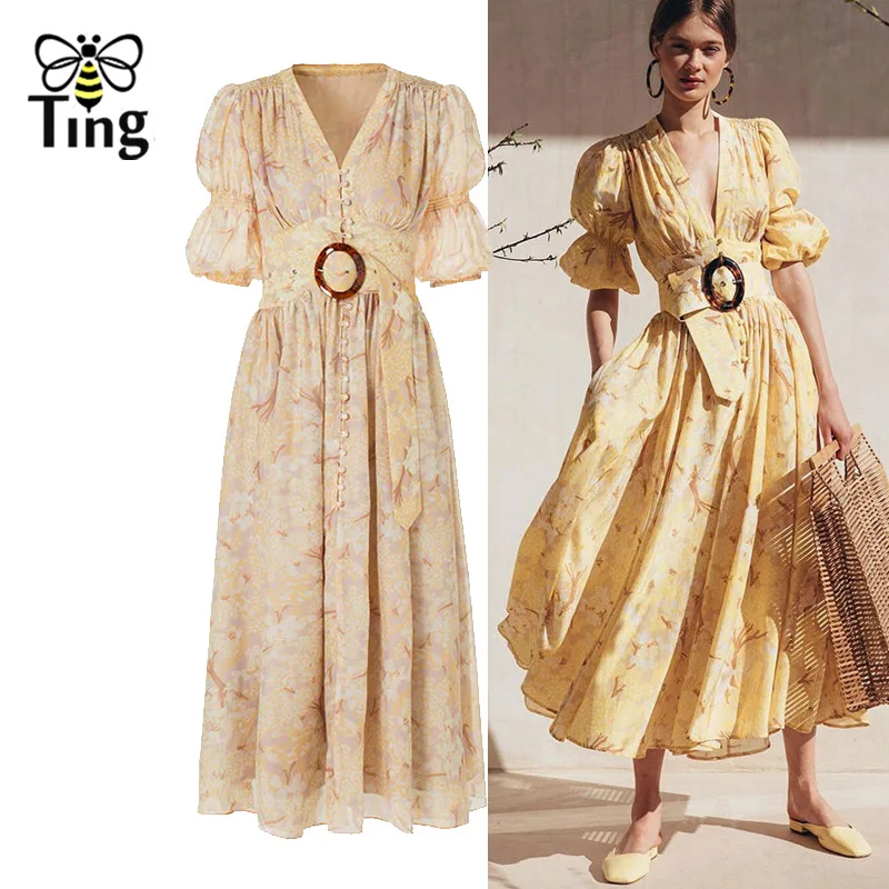 Tingfly Designer Runway Summer Dress Floral Dress Fashion Single Breated Party Dresses with Sashes Casue Office Work Vestidos
Tingfly Designer Runway Summer Dress Floral Dress Fashion Single Breated Party Dresses with Sashes Casue Office Work Vestidos