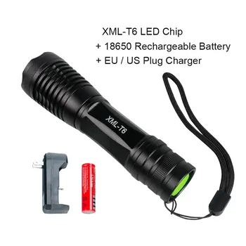 

E17 XM-L T6 5000LM Aluminum Waterproof Zoomable CREE LED Flashlight Torch light for 18650 Rechargeable Battery or AAA