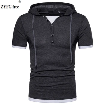 Male Tees casual Hooded t shirt 2018 new Summer Fashion V-neck short-sleeved patchwork slim t-Shirt dress men Tops EU size S-XXL
Male Tees casual Hooded t shirt 2018 new Summer Fashion V-neck short-sleeved patchwork slim t-Shirt dress men Tops EU size S-XXL