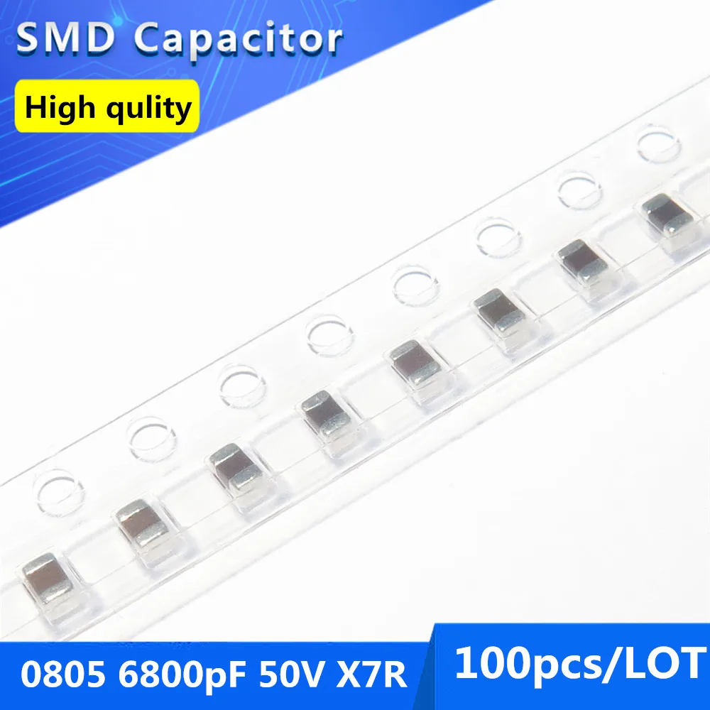 2012 0805 Thick Film Chip Multilayer Ceramic Capacitor 6800pF 6.8nF 50V X7R 10% 100pcs
2012 0805 Thick Film Chip Multilayer Ceramic Capacitor 6800pF 6.8nF 50V X7R 10% 100pcs