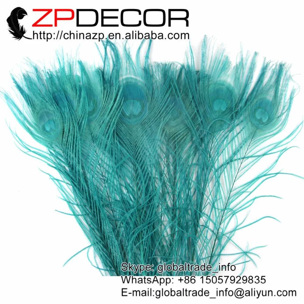 ZPDECOR 50 шт./лот 25-30 см (10-12 дюймов) Премиум качество ручной выбор Auqa зеленый павлин