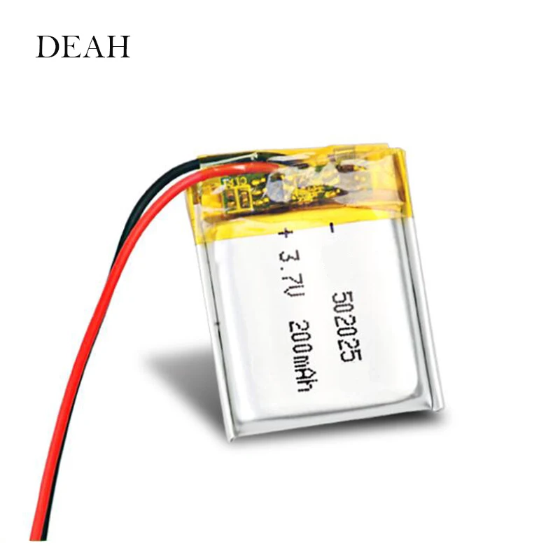 3.7V 200mAh 502025 Lithium Polymer Li-Po li ion Rechargeable Battery For toys speaker Tachograph MP3 MP4 GPS Bluetooth Lipo cell
3.7V 200mAh 502025 Lithium Polymer Li-Po li ion Rechargeable Battery For toys speaker Tachograph MP3 MP4 GPS Bluetooth Lipo cell