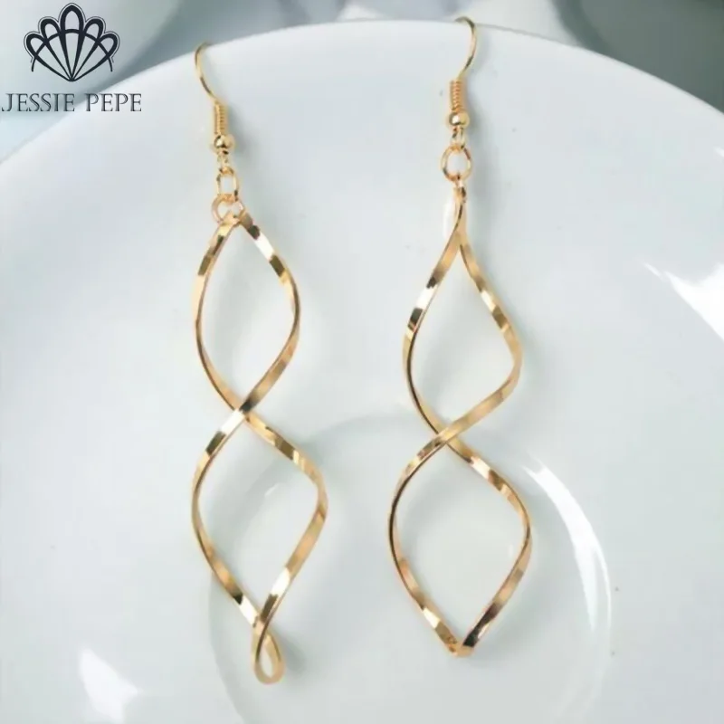 Jessiepepe Fashion Double Loop Drop Earrings For Women Long Wave Dangle Earrings Wedding Jewelry#EE244
Jessiepepe Fashion Double Loop Drop Earrings For Women Long Wave Dangle Earrings Wedding Jewelry#EE244