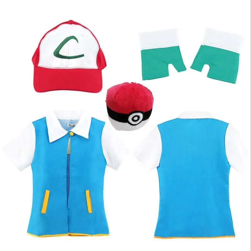 New 2018 Pokemon Ash Ketchum Trainer Costume Cosplay T Shirt + Gloves + Hat Cap Ash Ketchum Costume Christmas Gift Free Shipping
New 2018 Pokemon Ash Ketchum Trainer Costume Cosplay T Shirt + Gloves + Hat Cap Ash Ketchum Costume Christmas Gift Free Shipping