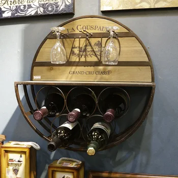 Iron Wire and Wooden Circular Wine Holder Rack Multifunctional on The Wall 5 Positions with Wine Glass Frame Household Bar
Iron Wire and Wooden Circular Wine Holder Rack Multifunctional on The Wall 5 Positions with Wine Glass Frame Household Bar