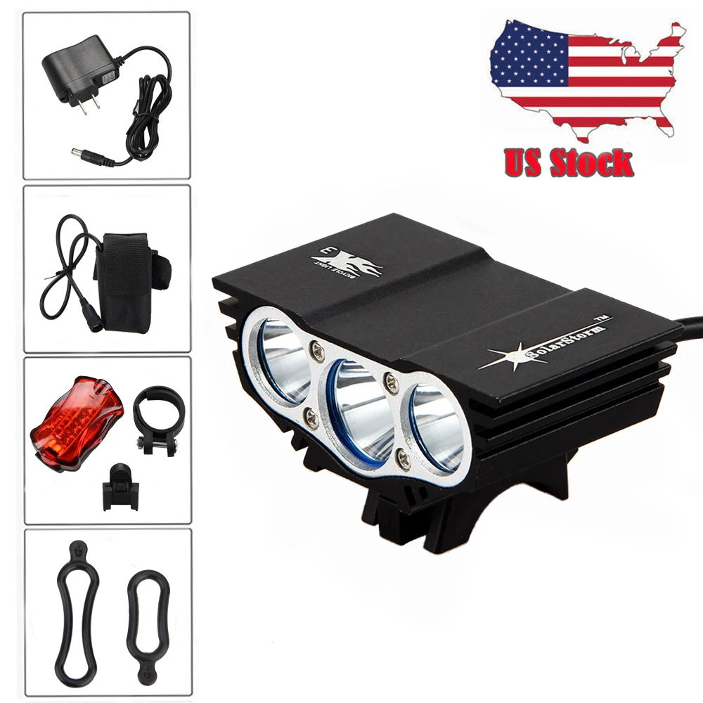 SolarStorm 7500Lm 3x XML T6 LED Head Front Bicycle Light Cycling Bike Light Headlight with Battery+Taillight
SolarStorm 7500Lm 3x XML T6 LED Head Front Bicycle Light Cycling Bike Light Headlight with Battery+Taillight