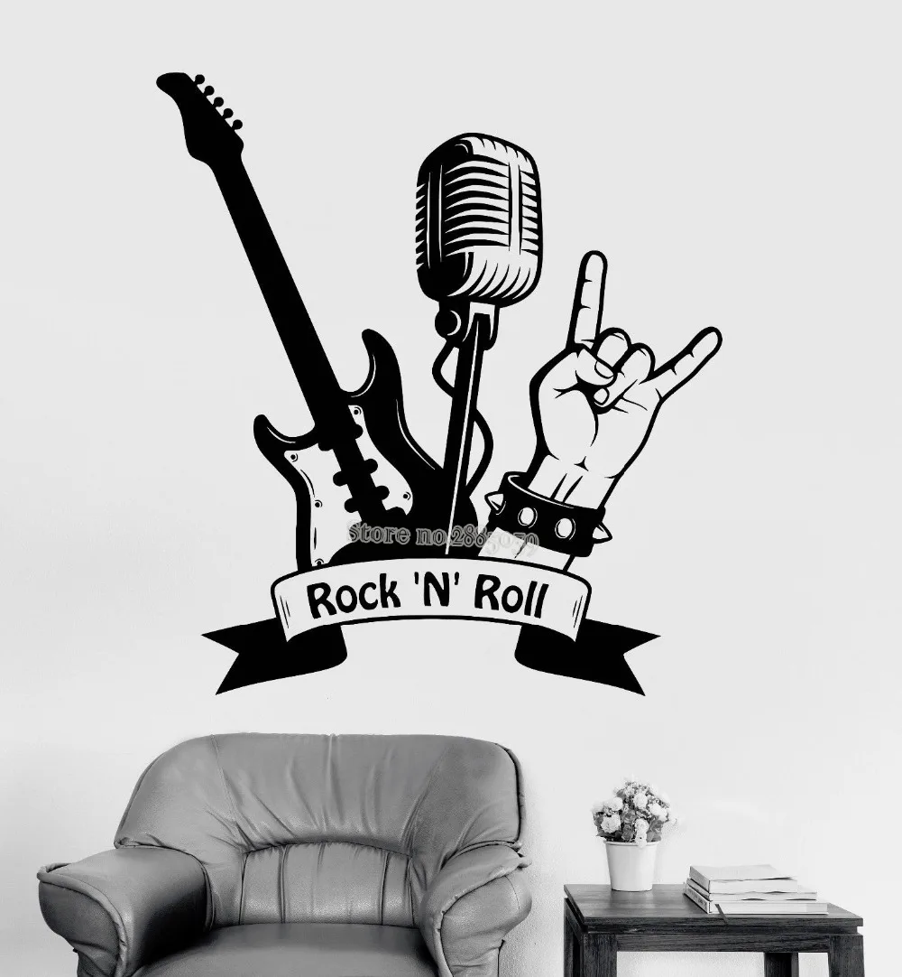 Art Wall Decal Quote Rock'n'roll Guitar Microphone Musical Stickers Murals Wall Stickers For Boy's Rooms Interior Ornament LA468
Art Wall Decal Quote Rock'n'roll Guitar Microphone Musical Stickers Murals Wall Stickers For Boy's Rooms Interior Ornament LA468