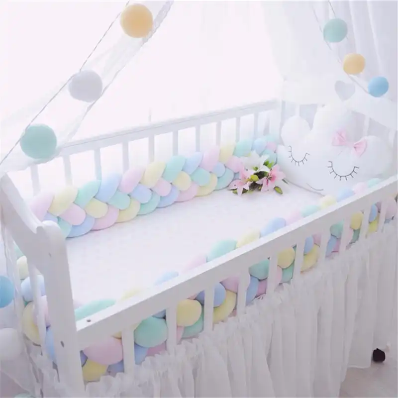 200cm Baby Crib Bumper Four Ply Handmade Long Knotted Braid
