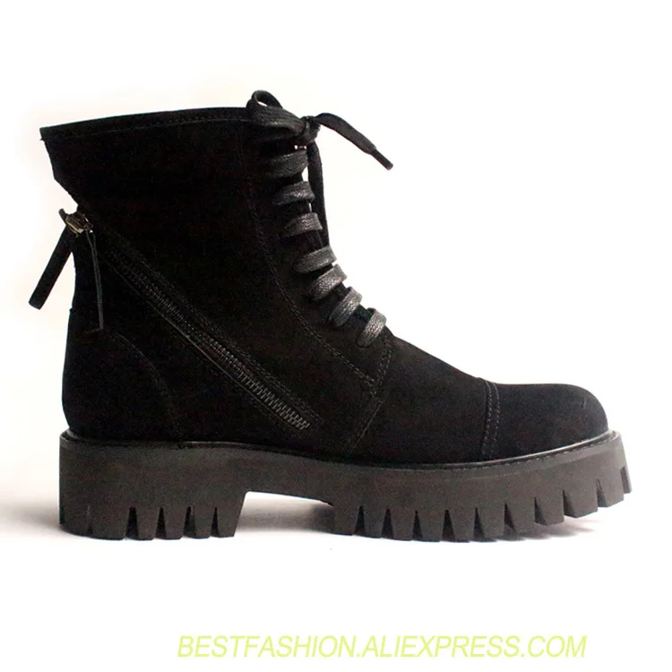 Spring autumn black suede leather ankle short boots thick heel round toe side zipper booties men's cool army boot
Spring autumn black suede leather ankle short boots thick heel round toe side zipper booties men's cool army boot