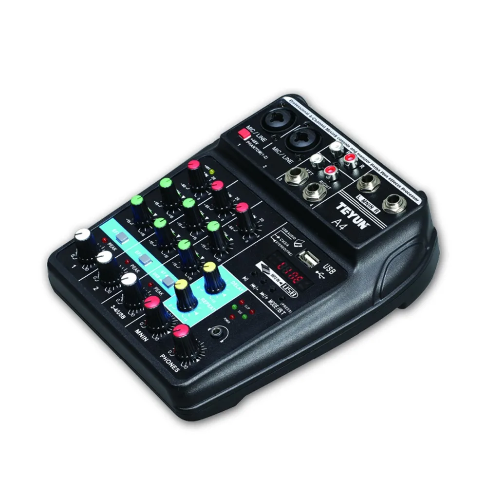Новый многоцелевой аудио Миксер с Bluetooth запись 4 каналов вход Mic Line вставка стерео