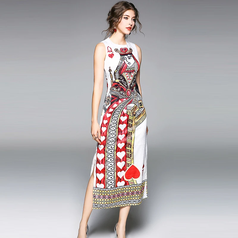High Quality 2018 Women Summer Dress Poker Queen Printing Sexy O Neck Sleeveless Women's Fashion Temperament Dresses Vestidos
High Quality 2018 Women Summer Dress Poker Queen Printing Sexy O Neck Sleeveless Women's Fashion Temperament Dresses Vestidos
