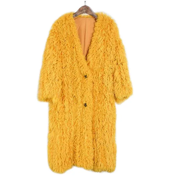 Natural fur knitted Mongolian sheep fur coat jacket overcoat women's winter warm fur coat with pocket 95cm extra longer size
Natural fur knitted Mongolian sheep fur coat jacket overcoat women's winter warm fur coat with pocket 95cm extra longer size