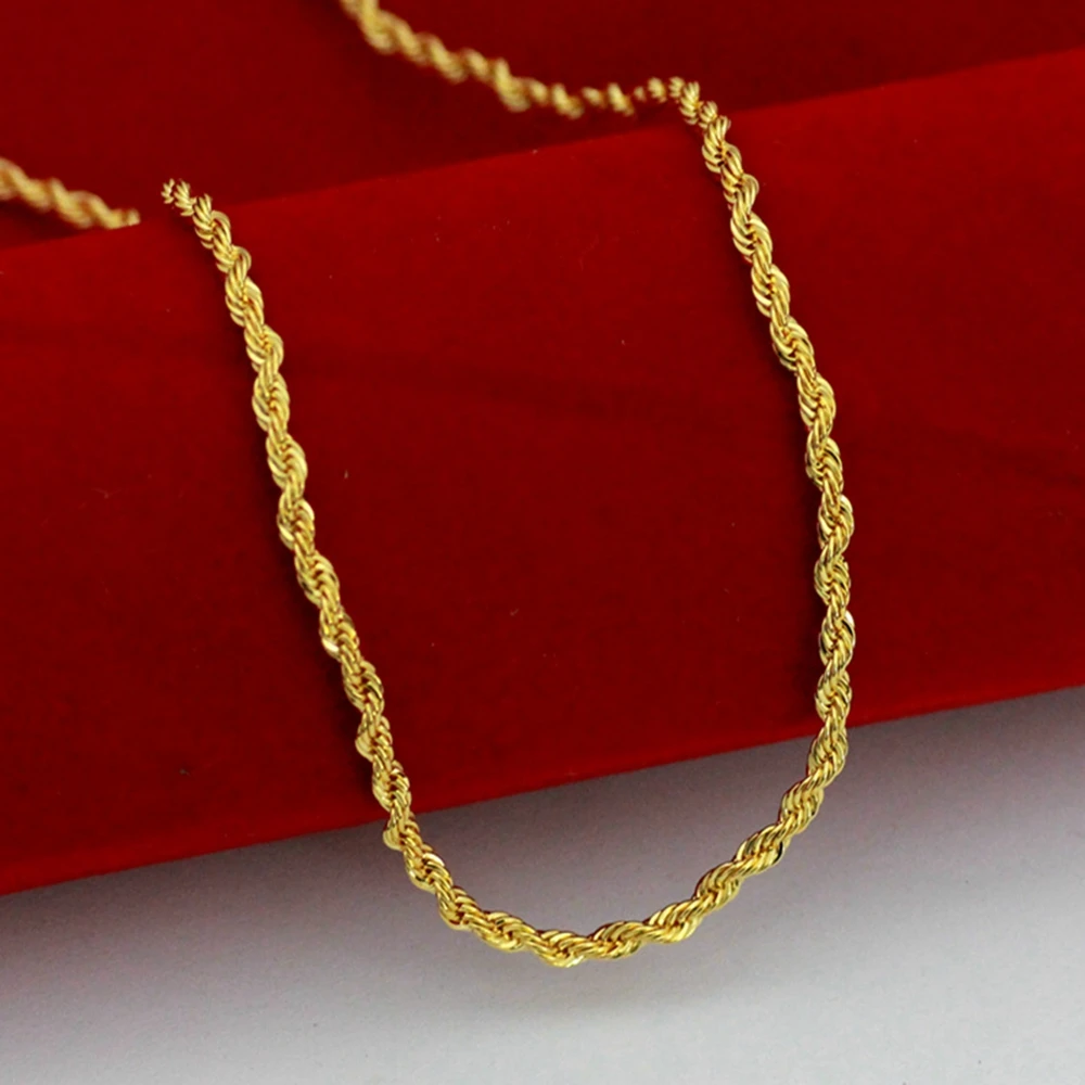 Thin Twisted Chain Solid Yellow Gold Filled Rope Chain For Women Men 24 inches 3mm
Thin Twisted Chain Solid Yellow Gold Filled Rope Chain For Women Men 24 inches 3mm