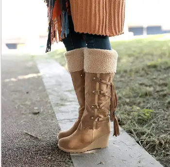 Europe and the United States winter large size women's boots after scrubbing with tassels high boots sleeves wedges snow boots
Europe and the United States winter large size women's boots after scrubbing with tassels high boots sleeves wedges snow boots