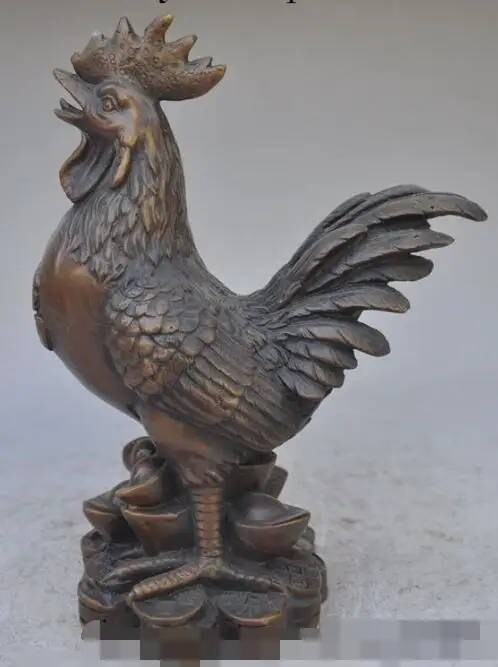 S05624 8"Chinese Fengshui bronze wealth yuanbao Ingot money coin Chicken Rooster statue
S05624 8"Chinese Fengshui bronze wealth yuanbao Ingot money coin Chicken Rooster statue