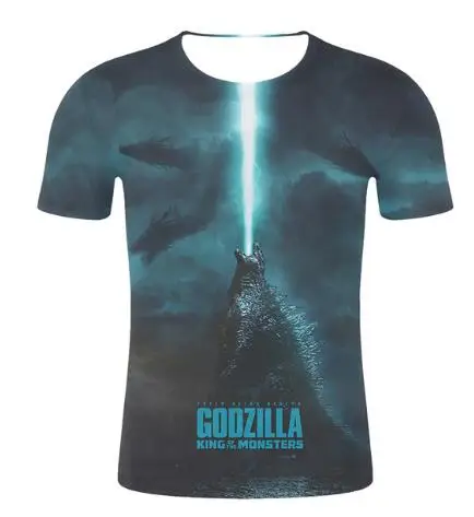Летняя модная футболка Godzilla King of the Monsters movie patterns унисекс с 3d принтом повседневные