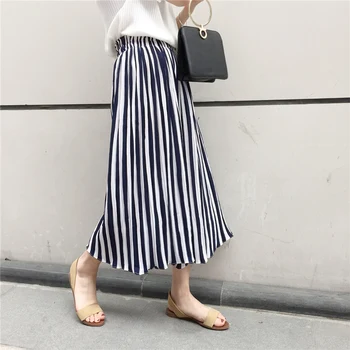 New Womens Summer Black&White Striped Skirts Woman Long Chiffon Skirt Female High Waist Ankle-Length Blue Striped Fashion Skirt
New Womens Summer Black&White Striped Skirts Woman Long Chiffon Skirt Female High Waist Ankle-Length Blue Striped Fashion Skirt