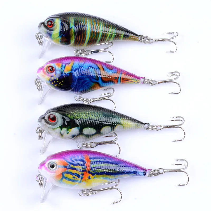 

4Pcs/Lot 3D Painting Wobblers For Pike Fishing Crank Lures 5.5cm/9g Lifelike Crankbait Artificial Hard Baits Tackle Pesca Isca