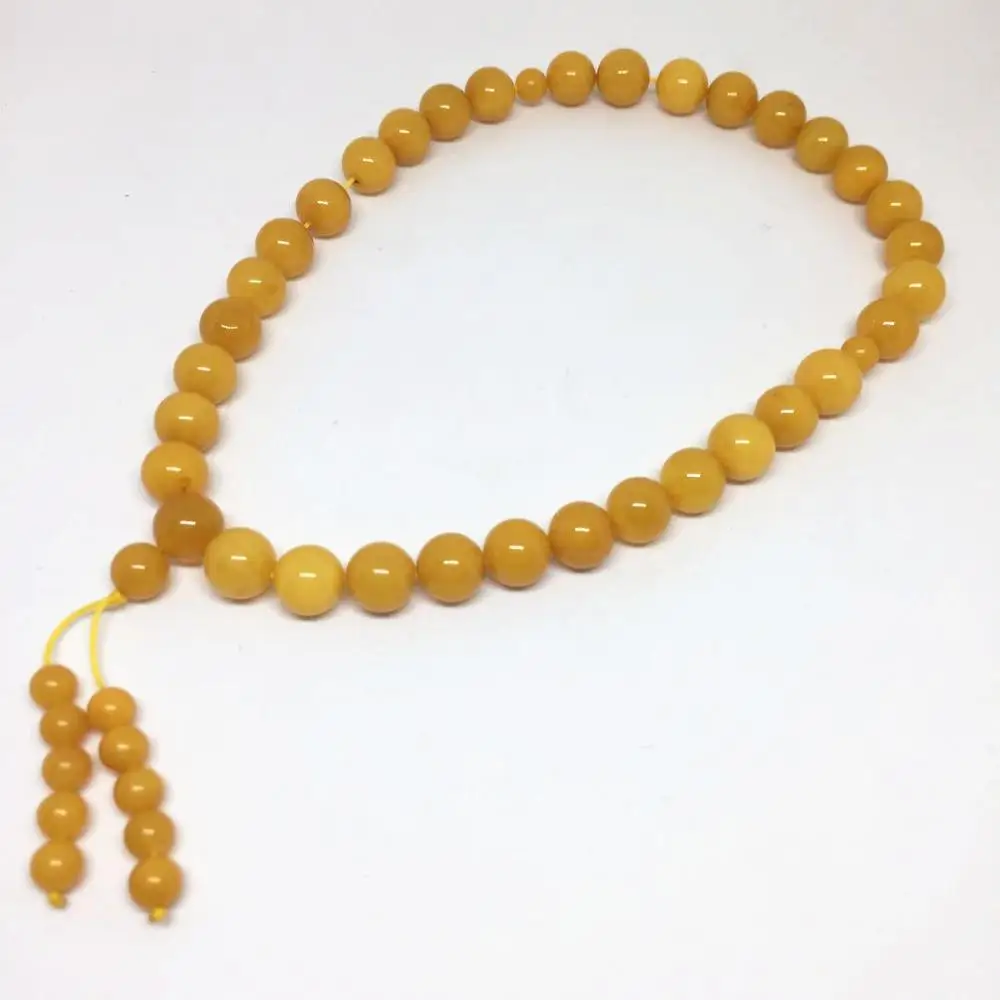 

Wholesale Natural Baltic Yolk yellow Old Amber 33Beads Prayer Beads 9mm Round Mala Certificated Amber Customized Great Quality