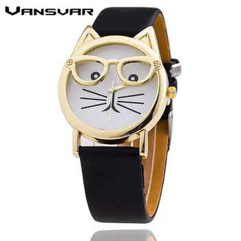 Vansvar Hot Sale Glasses Cat Watch Fashion Leather Strap Wrist Watch Women Quartz Watches Reloj Mujer Relogio Feminino 1597
Vansvar Hot Sale Glasses Cat Watch Fashion Leather Strap Wrist Watch Women Quartz Watches Reloj Mujer Relogio Feminino 1597
