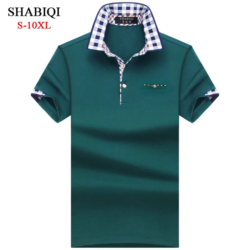 Мужская классическая рубашка поло SHABIQI Повседневная с коротким рукавом большие