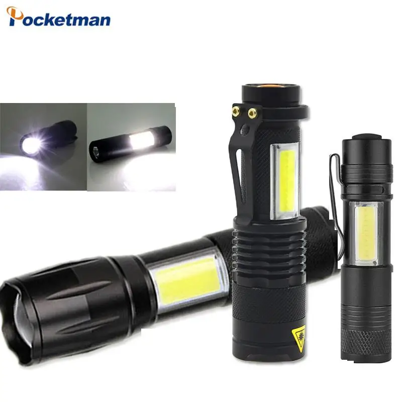 

Powerful 4 Mode T6&COB Q5&COB LED Flashlight 3800LM Zoomable Outdoor Camp Lamp Tactical Torch light for 18650/AAA 14500/AA