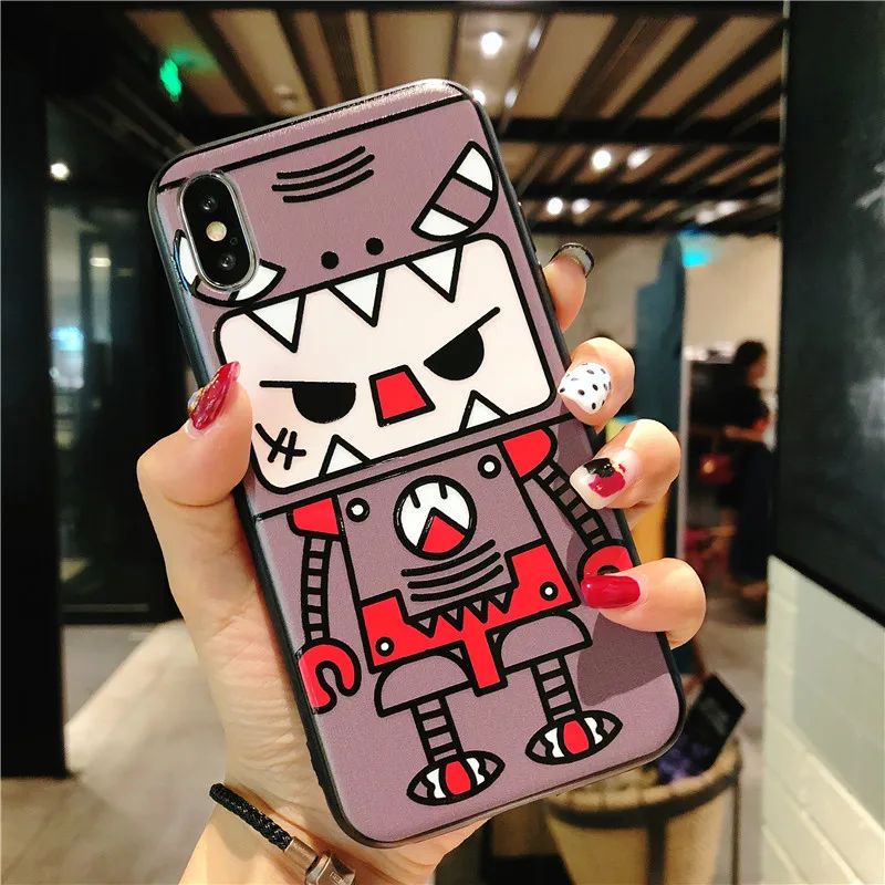 Cute Cartoon Embossment Soft TPU Case For iPhone X 6 6S 7 8 Plus (7)