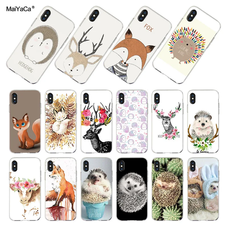 Чехол для iphone 12 7 6 X XR XS MAX с милым оленем мультяшными животными лисицей ежиком