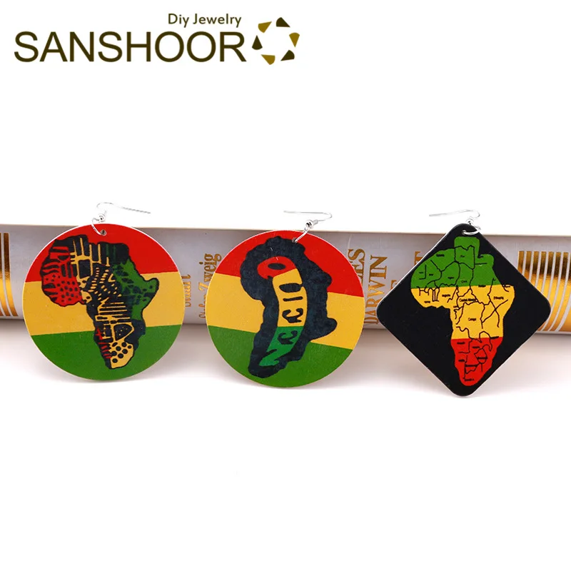 SANSHOOR Personalized African Map Wooden Drop Earrings Printing Afrocentric Jewelry For Women Ladies 6cm Diameter 6Pair
SANSHOOR Personalized African Map Wooden Drop Earrings Printing Afrocentric Jewelry For Women Ladies 6cm Diameter 6Pair